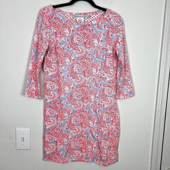 Gretchen Scott Paisley Print Shift Dress Size XS Red & Blue Cotton Blend - Picture 1 of 5